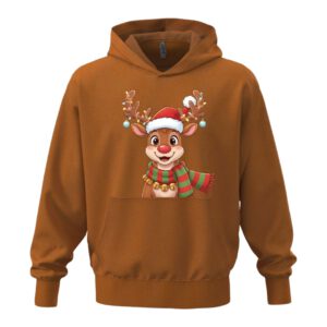 Weihnachtshoodie Oversize Unisex – Rentier mit Lichterkette